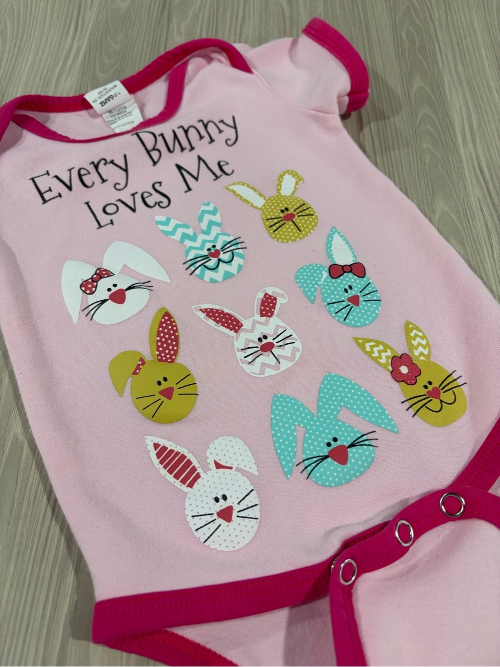 7/$20 Ella Jackson Every Bunny Loves Me Pink Baby One-Piece Bodysuit Cotton - Picture 2 of 5